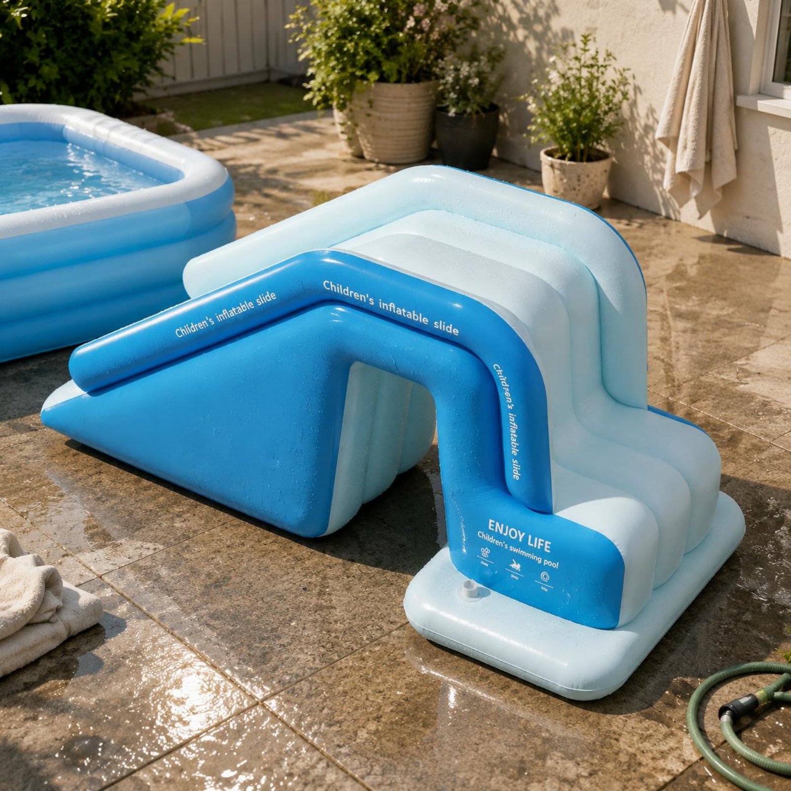 Kids Outdoor Water Slide - 접이식 풍선 워터파크 어린이용 슬라이드 풀