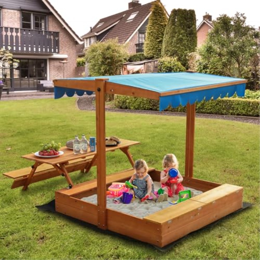 Kids Outdoor Bench Table - 뒷마당 야외용 어린이 나무 모래놀이터, 피크닉