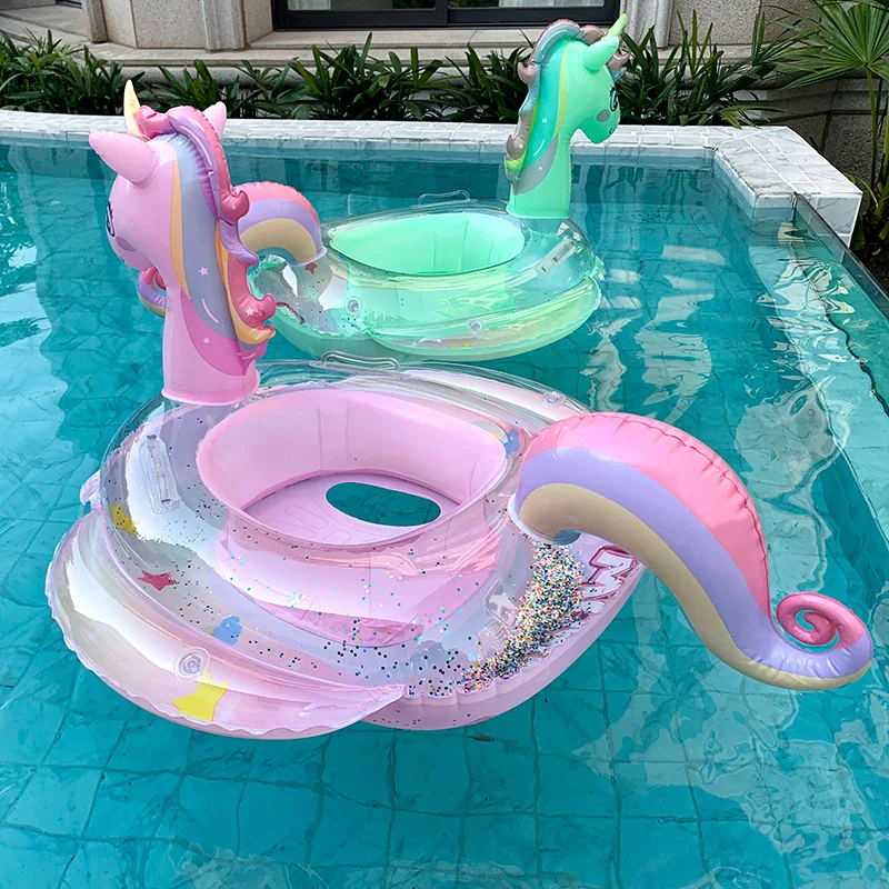 Kids Outdoor Water Toys - 아기 레인보우 스팽글 유니콘 수영 링,