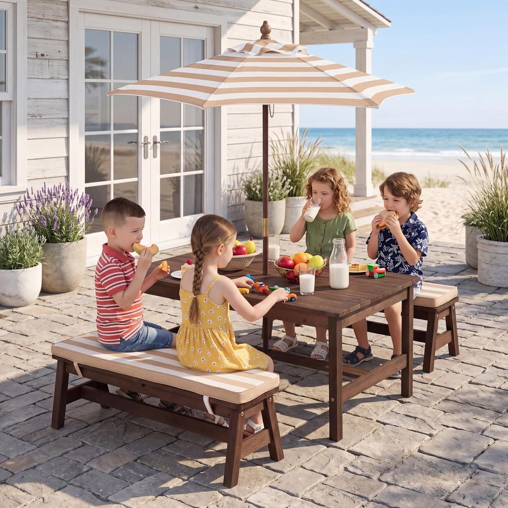 Kids Outdoor Bench Table - 어린이 피크닉 테이블, 대형 42인치 x