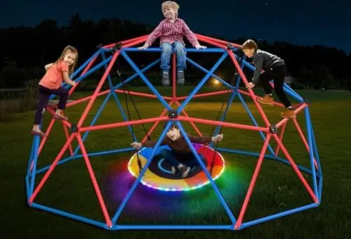 Kids Outdoor Jungle Gym Dome - LED 서커스 스윙이 있는 클림 돔
