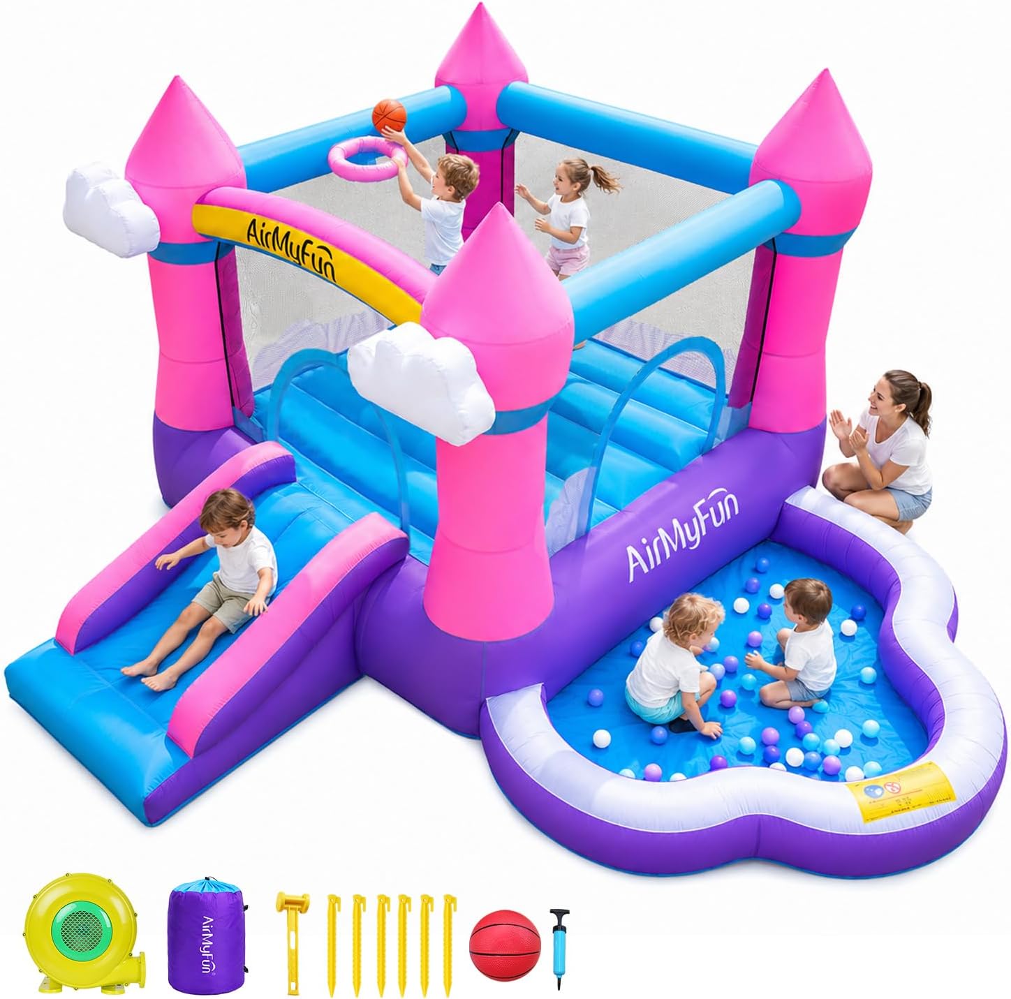 Kids Outdoor Water Slide - 핑크색 실내/외 겸용 어린이용 에어바운스(3~8세) -