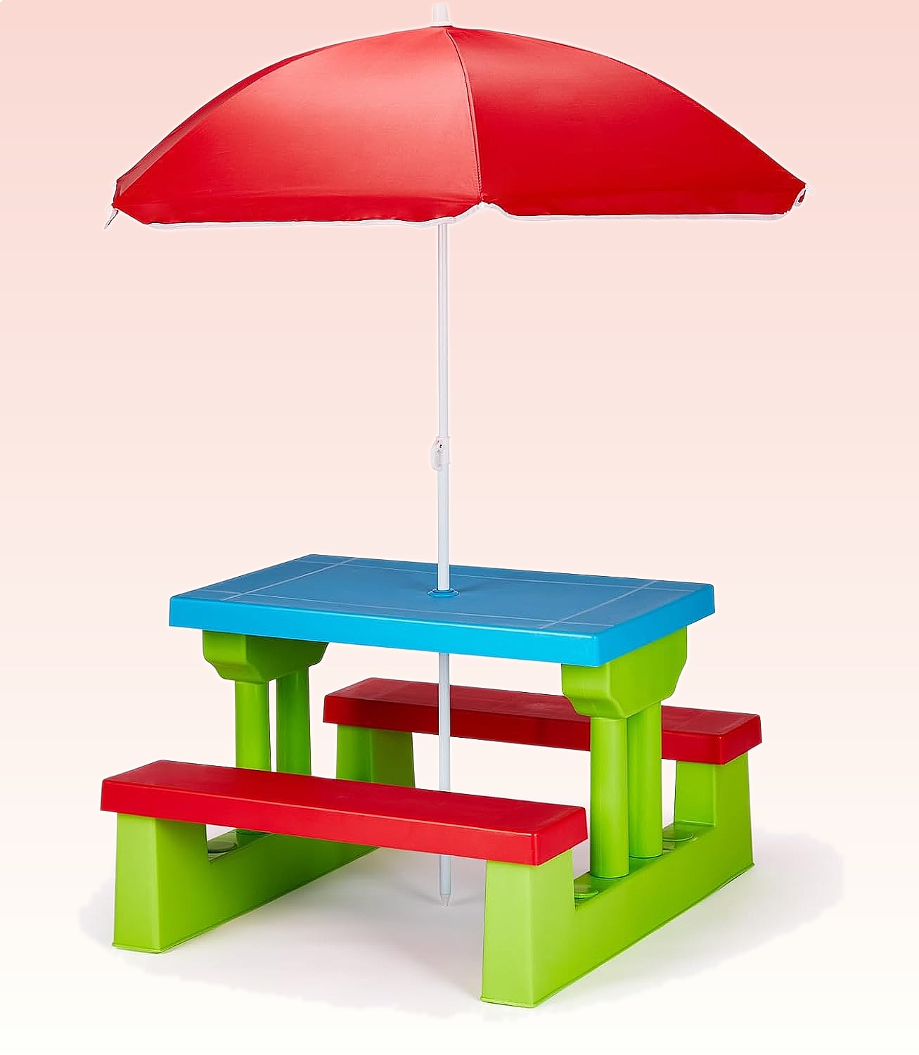 Kids Outdoor Bench Table - 조이모어 어린이 피크닉 테이블(우산 포함), 플라스틱