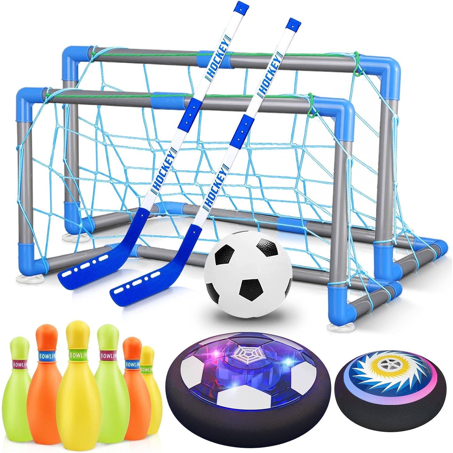 Kids Outdoor Hockey Set - 3-in-1 호버 축구 공 하키 볼링
