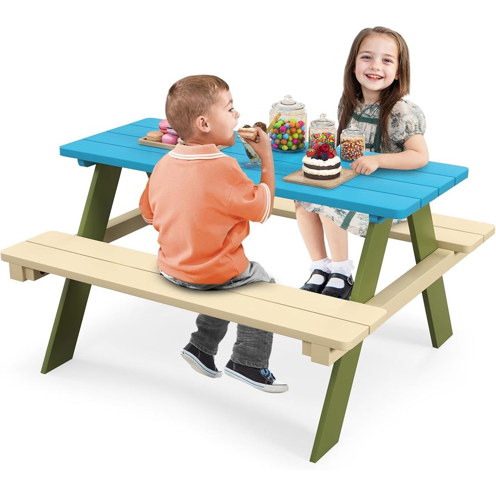 Kids Outdoor Bench Table - 어린이 피크닉 테이블, 아카시아 나무 어린이