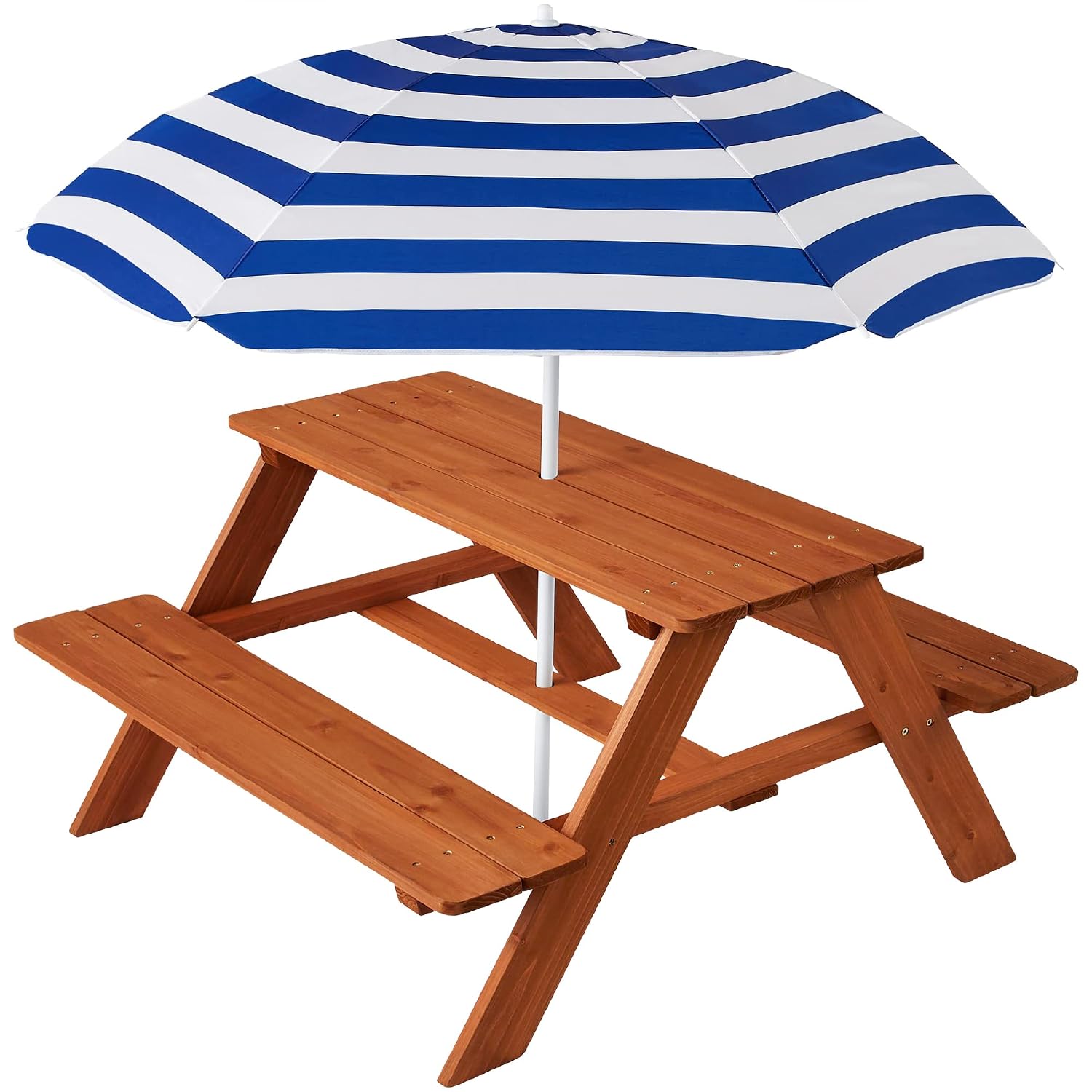 Kids Outdoor Bench Table - 우드 키즈 피크닉 테이블(우산 포함), 야외