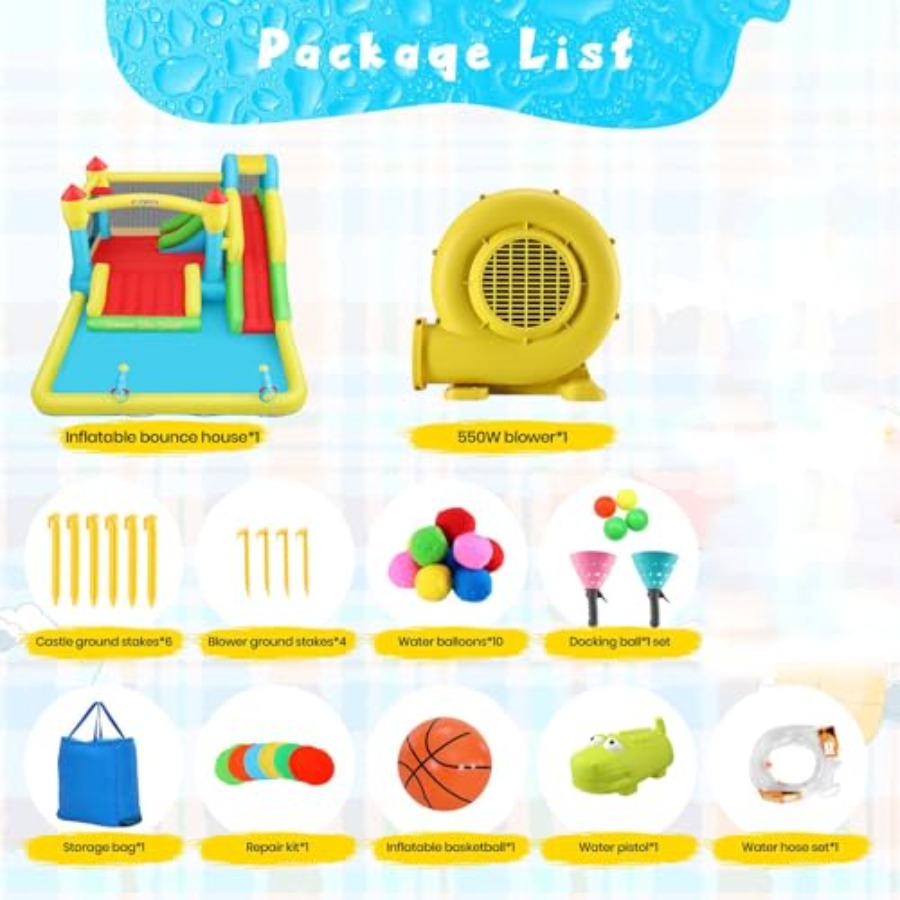 야외/실내용 어린이용 에어바운스 워터 슬라이드(3-12 - Kids Outdoor Water Slide 리뷰 및 가격