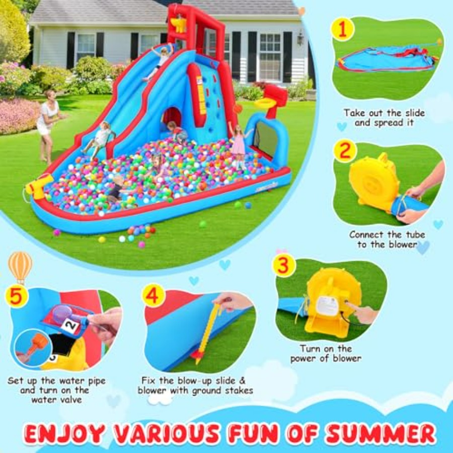 어린이용 뒷마당 야외 물 미끄럼틀 에어바운스 파크: P - Kids Outdoor Water Slide 리뷰 및 가격