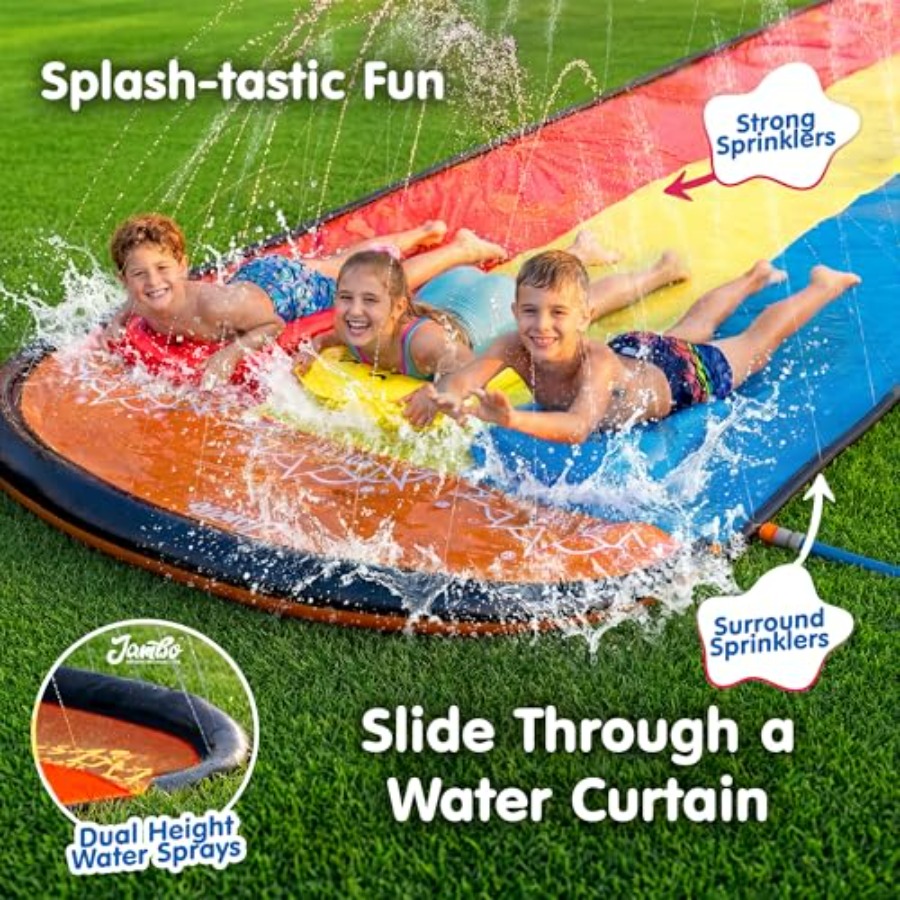 아이들을 위한 뒷마당 야외 물놀이: 트리플 레인 슬립  - Kids Outdoor Water Slide 리뷰 및 가격