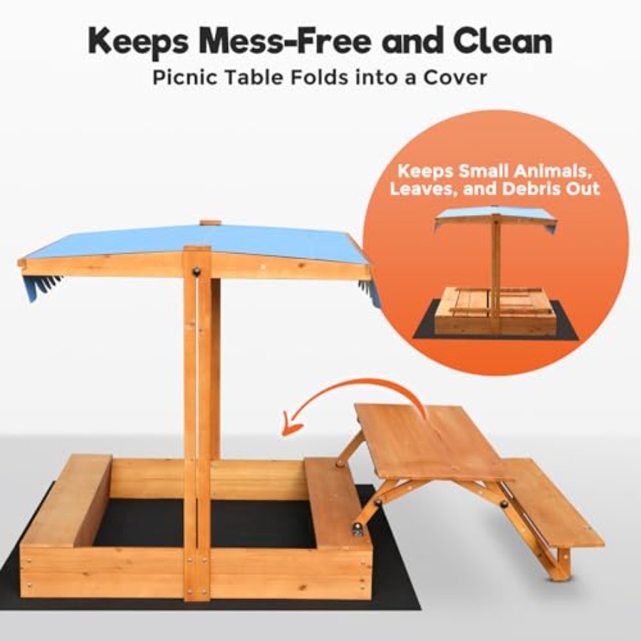뒷마당 야외용 어린이 나무 모래놀이터, 피크닉 테이블  - Kids Outdoor Bench Table 리뷰 및 가격