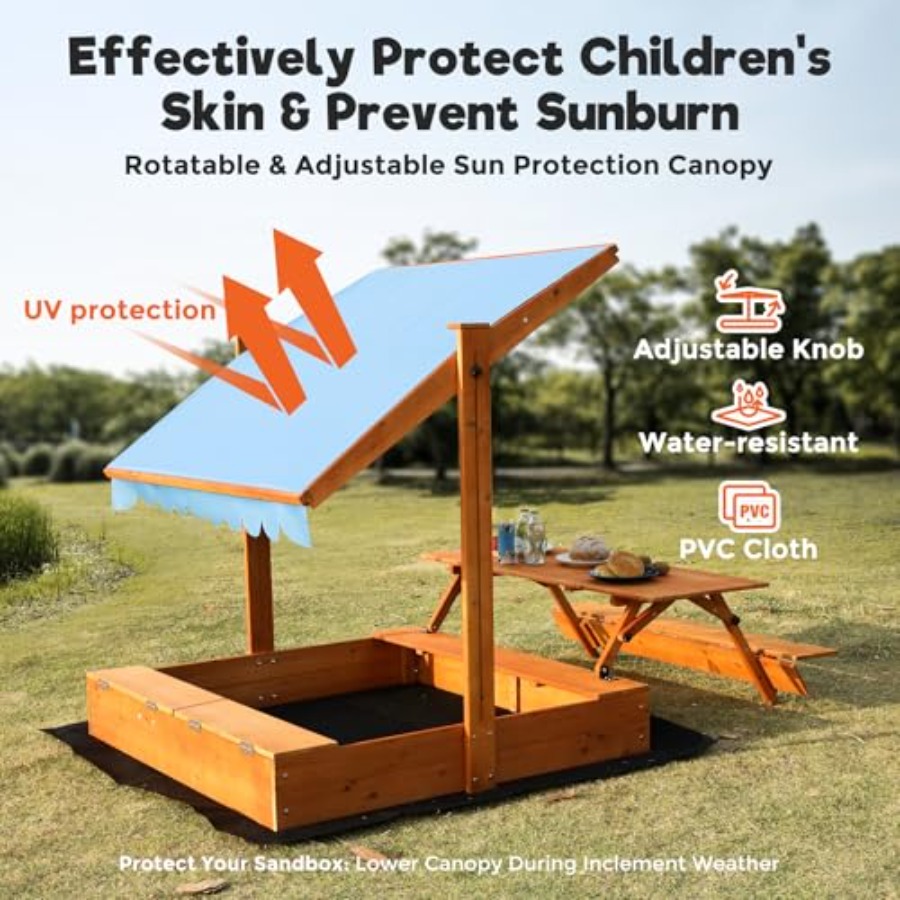 뒷마당 야외용 어린이 나무 모래놀이터, 피크닉 테이블  - Kids Outdoor Bench Table 리뷰 및 가격