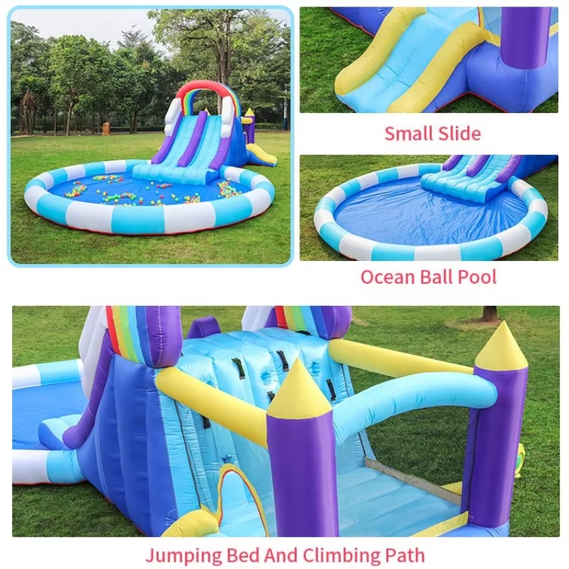 거대 무지개 에어바운스 워터슬라이드 (어린이용 PVC  - Kids Outdoor Water Slide 리뷰 및 가격