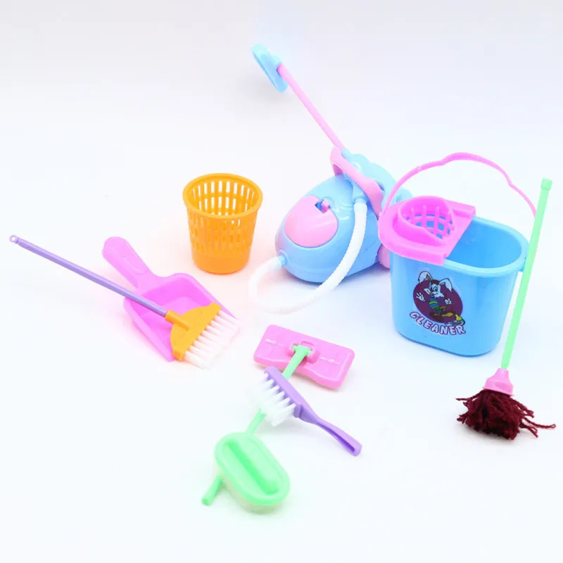 9PCS 미니어처 인형 집 청소 용품 미니 버킷 대걸레 - Kids Outdoor Broom 리뷰 및 가격