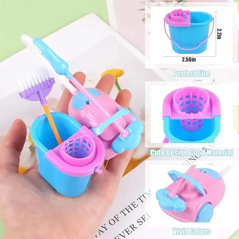 9PCS 미니어처 인형 집 청소 용품 미니 버킷 대걸레 - Kids Outdoor Broom 리뷰 및 가격