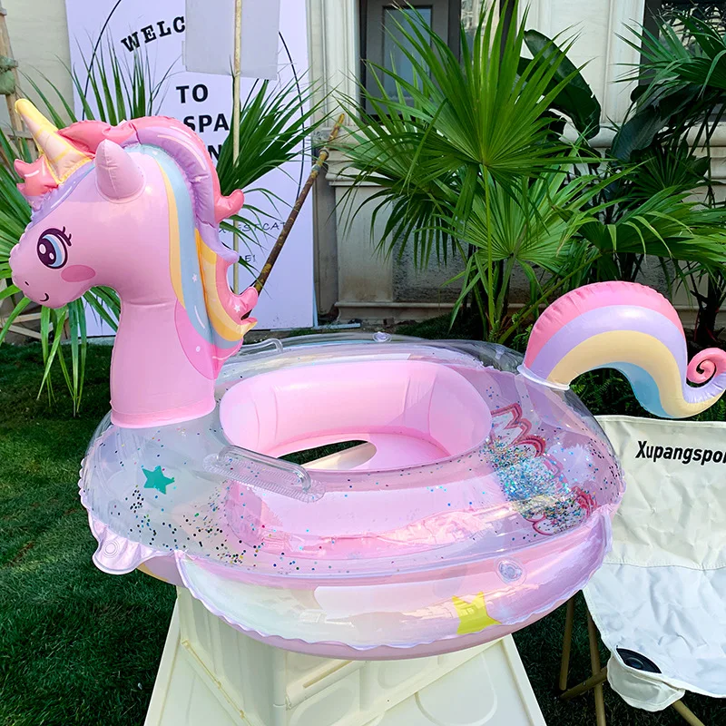 아기 레인보우 스팽글 유니콘 수영 링, 팽창식 수영장  - Kids Outdoor Water Toys 리뷰 및 가격