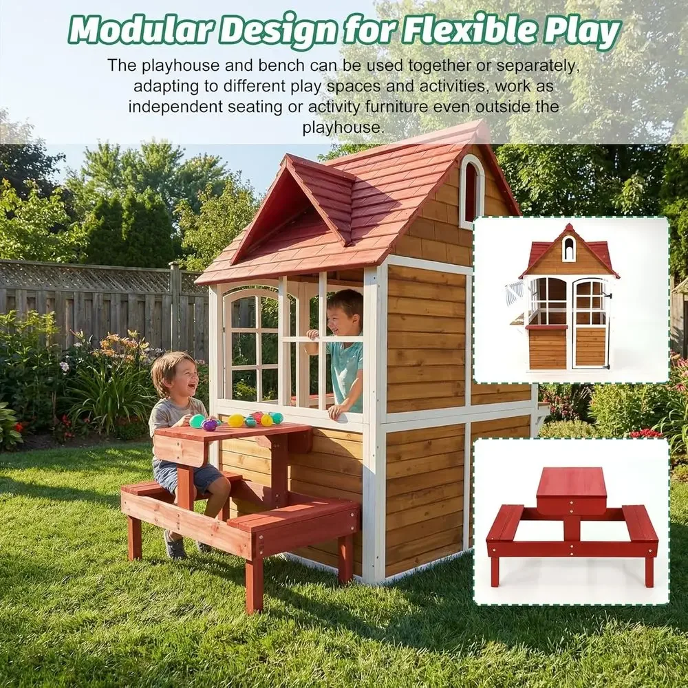 대형 원목 야외 어린이 놀이집 (싱크대 및 테이블 세트 - Kids Outdoor Bench Table 리뷰 및 가격