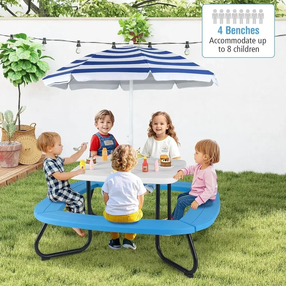 8인용 어린이 피크닉 테이블(우산 포함), 유아용 활동 - Kids Outdoor Bench Table 리뷰 및 가격