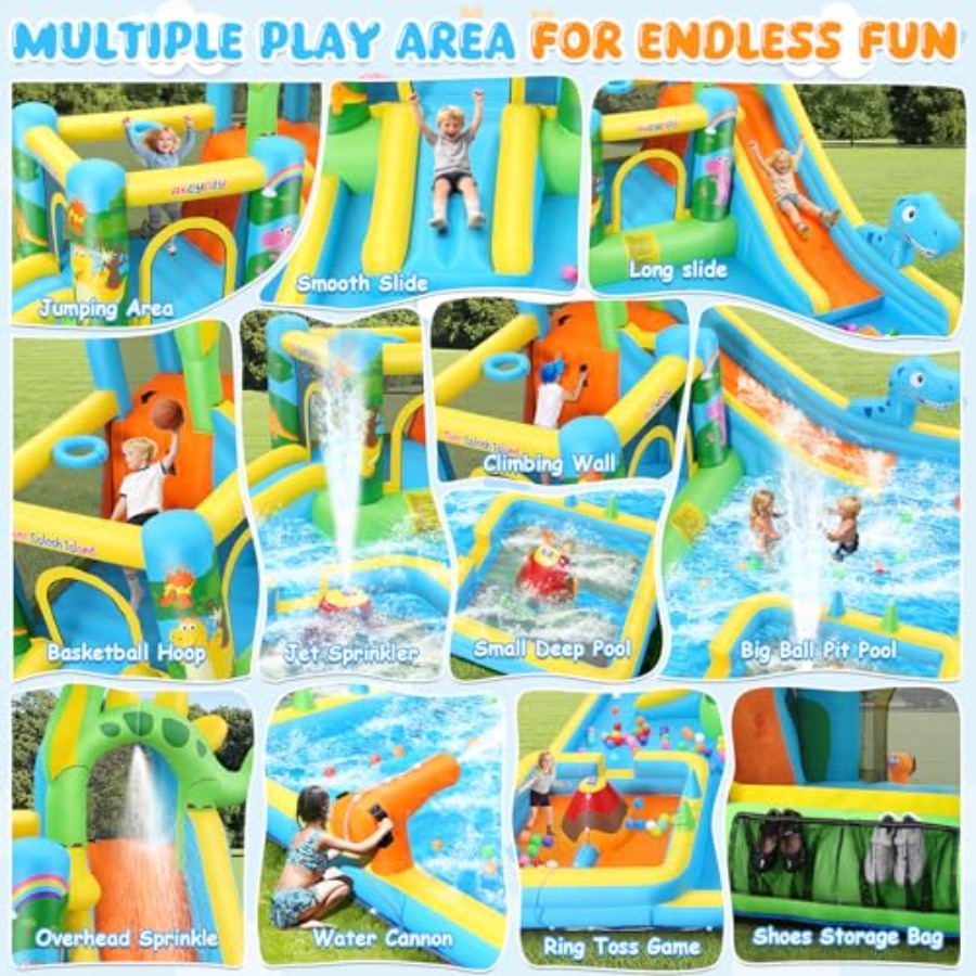 야외 마당용 풍선 워터 슬라이드: 공룡 테마 13-in - Kids Outdoor Water Slide 리뷰 및 가격