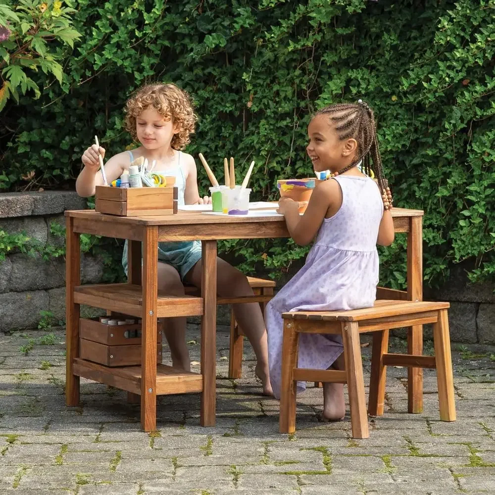 어린이 야외용 상자형 테이블 및 벤치 2개 세트: 아카 - Kids Outdoor Bench Table 리뷰 및 가격