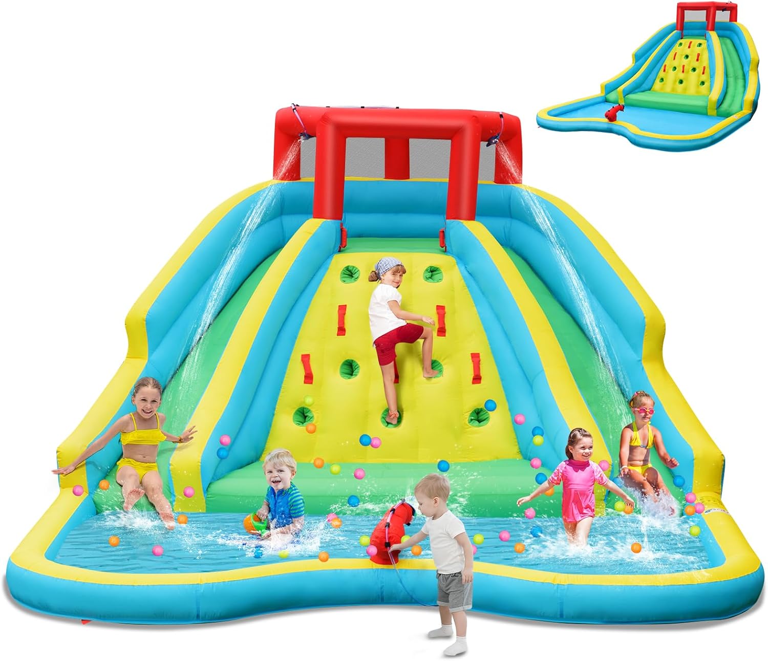 어린이용 대형 에어바운스 워터슬라이드, 2개의 긴 슬라 - Kids Outdoor Water Slide 리뷰 및 가격