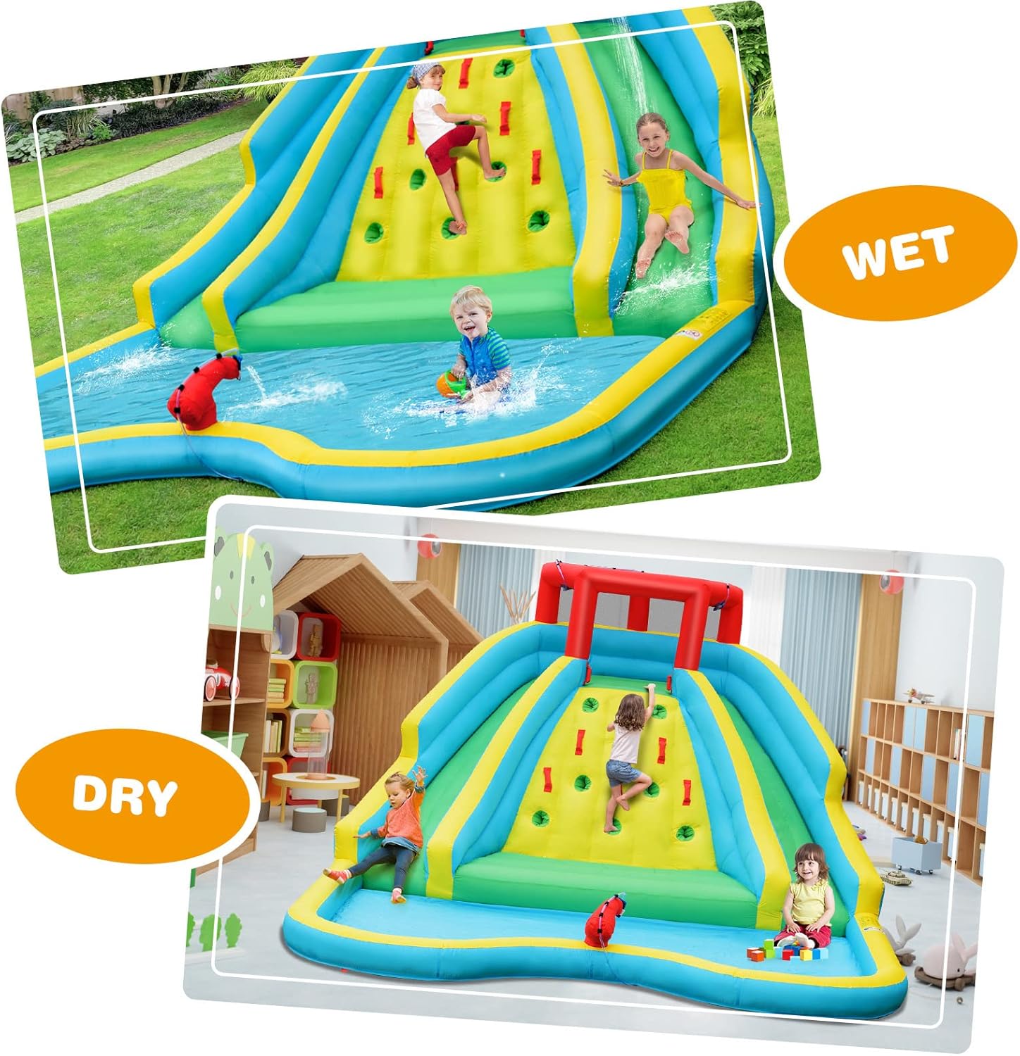 어린이용 대형 에어바운스 워터슬라이드, 2개의 긴 슬라 - Kids Outdoor Water Slide 리뷰 및 가격