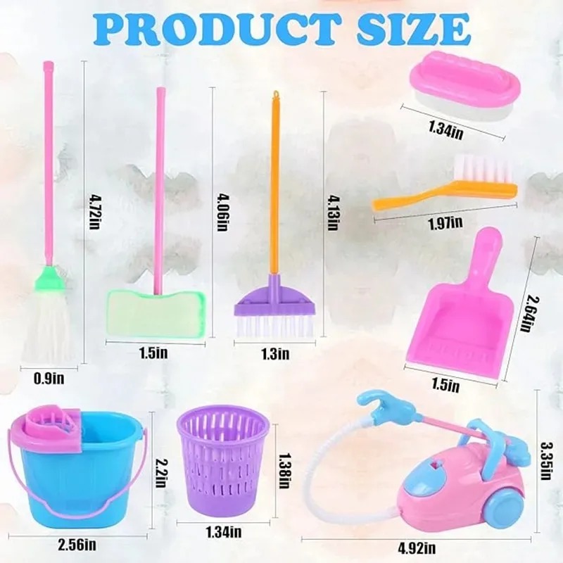 9PCS 미니 청소 장난감 세트 - 어린이를 위한 인형 - Kids Outdoor Broom 리뷰 및 가격