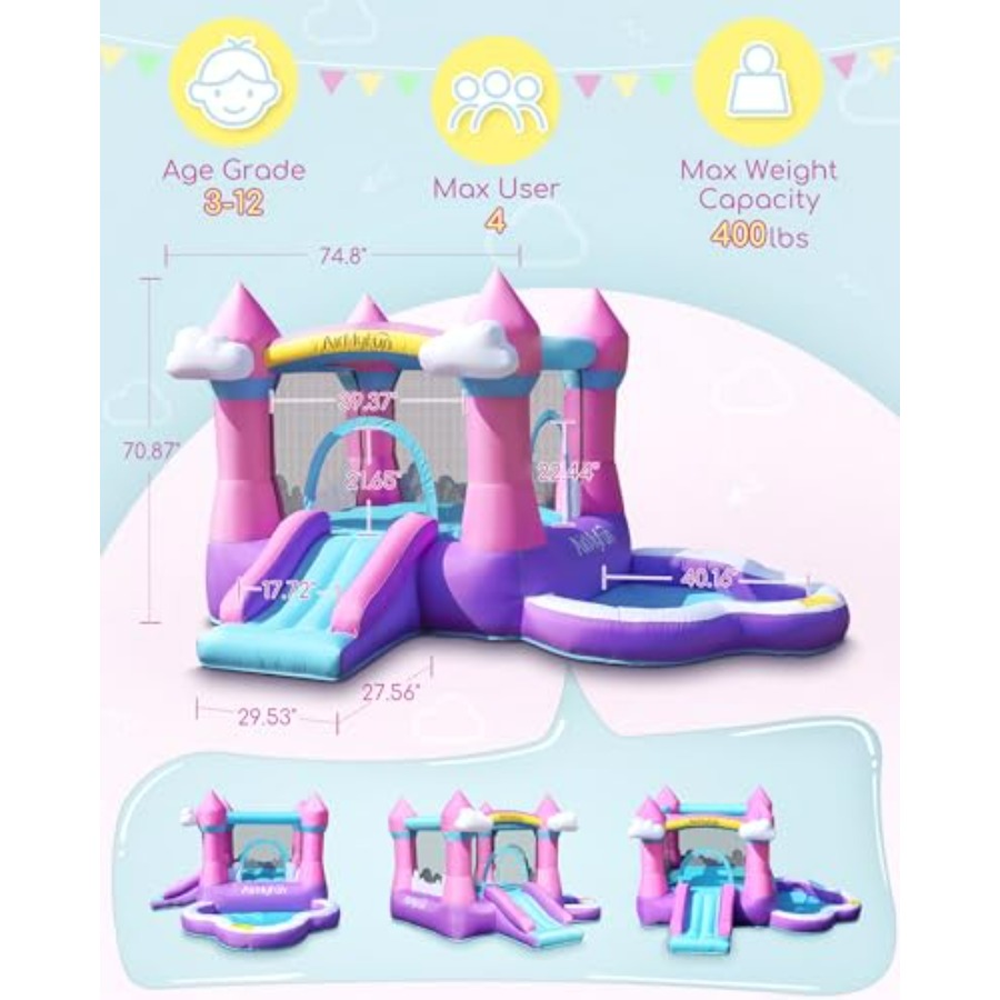 핑크색 에어바운스 하우스 (3~8세 어린이용), 실내/ - Kids Outdoor Water Slide 리뷰 및 가격