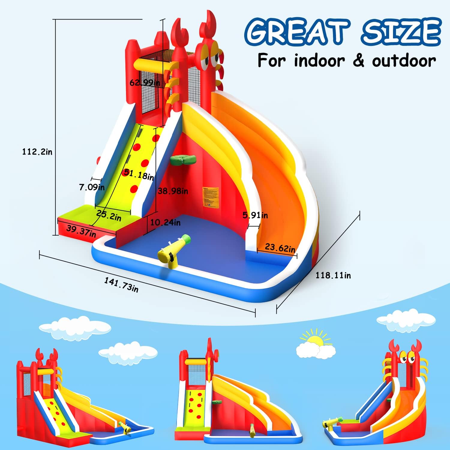 대형 어린이용 물 미끄럼틀 에어바운스 - 스플래시 풀, - Kids Outdoor Water Slide 리뷰 및 가격