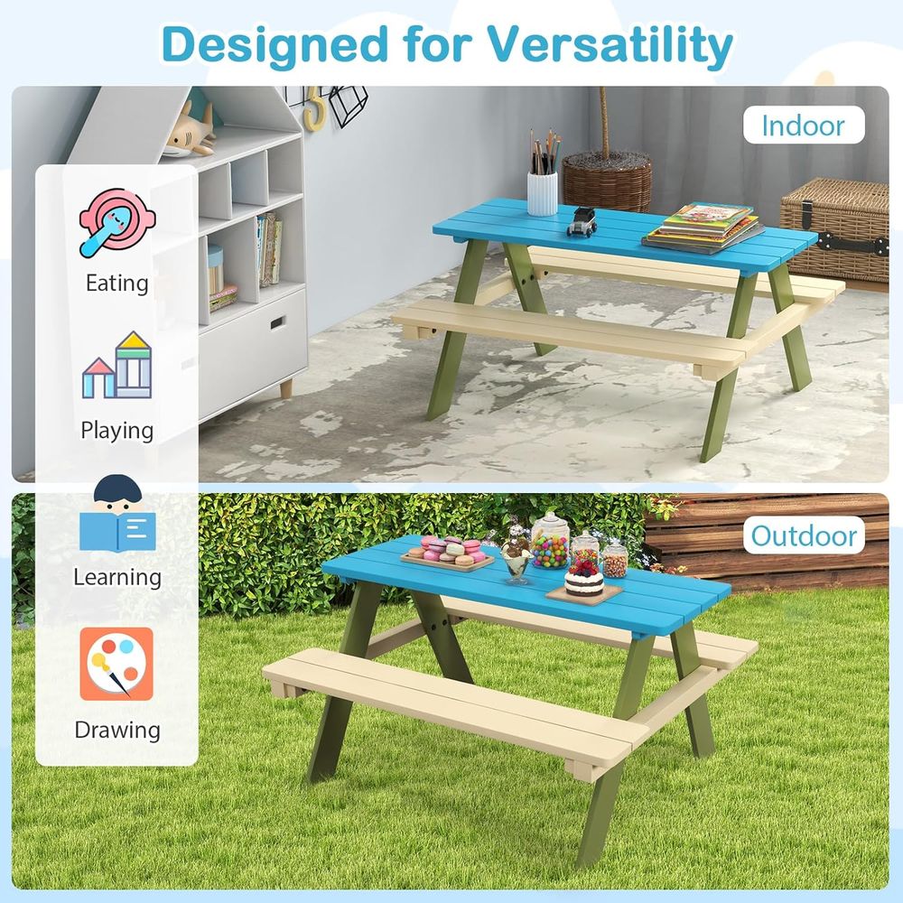 어린이 피크닉 테이블, 아카시아 나무 어린이 야외 테이 - Kids Outdoor Bench Table 리뷰 및 가격