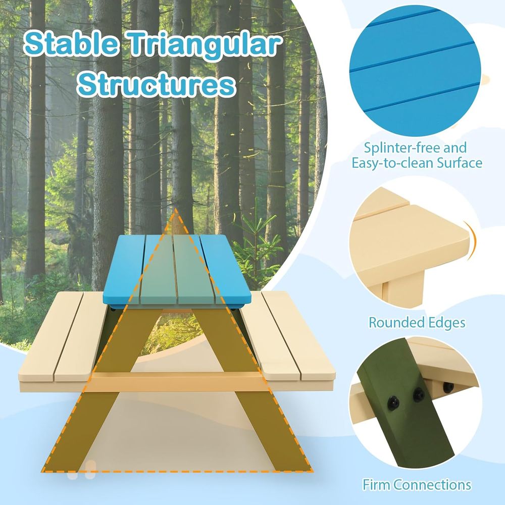어린이 피크닉 테이블, 아카시아 나무 어린이 야외 테이 - Kids Outdoor Bench Table 리뷰 및 가격