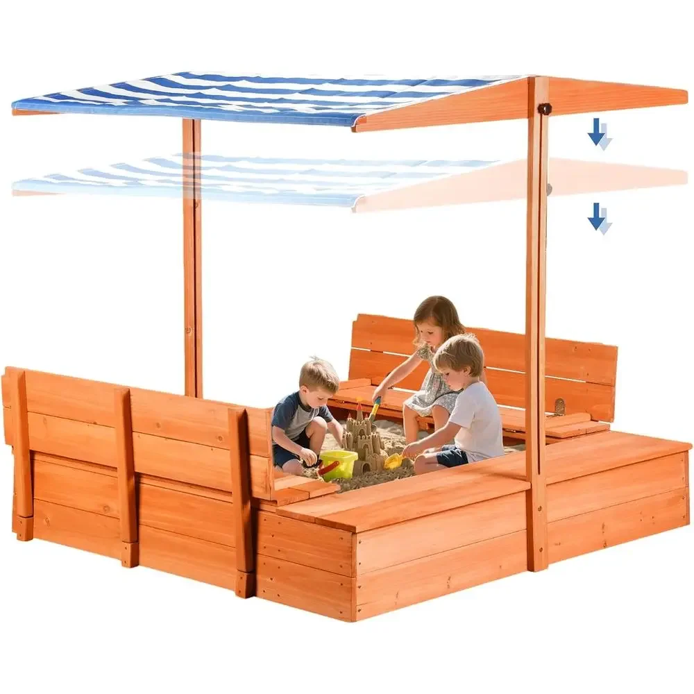 어린이용 나무 야외 모래놀이터(덮개 포함), 접이식 수 - Kids Outdoor Bench Table 리뷰 및 가격
