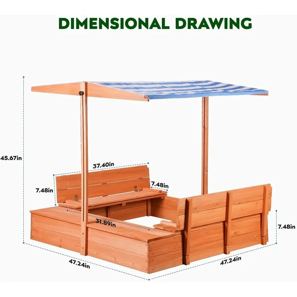 어린이용 나무 야외 모래놀이터(덮개 포함), 접이식 수 - Kids Outdoor Bench Table 리뷰 및 가격