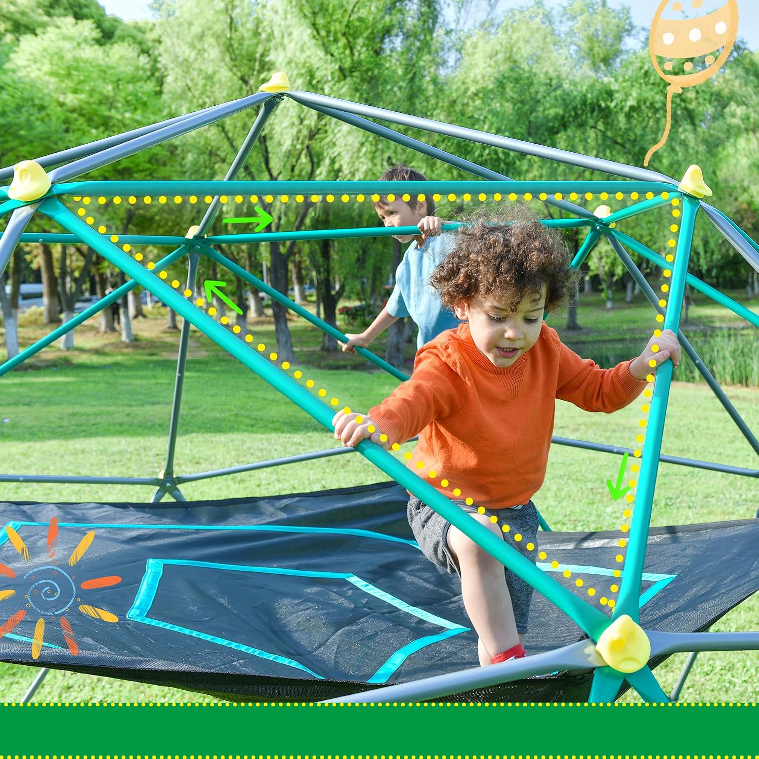 13피트 클라이밍 돔(플레이 캐노피 포함), 3~10세 - Kids Outdoor Jungle Gym Dome 리뷰 및 가격