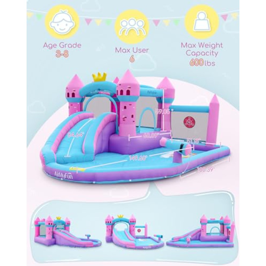 어린이용(3~12세) 핑크색 PVC 소재, 습식/건식  - Kids Outdoor Water Slide 리뷰 및 가격