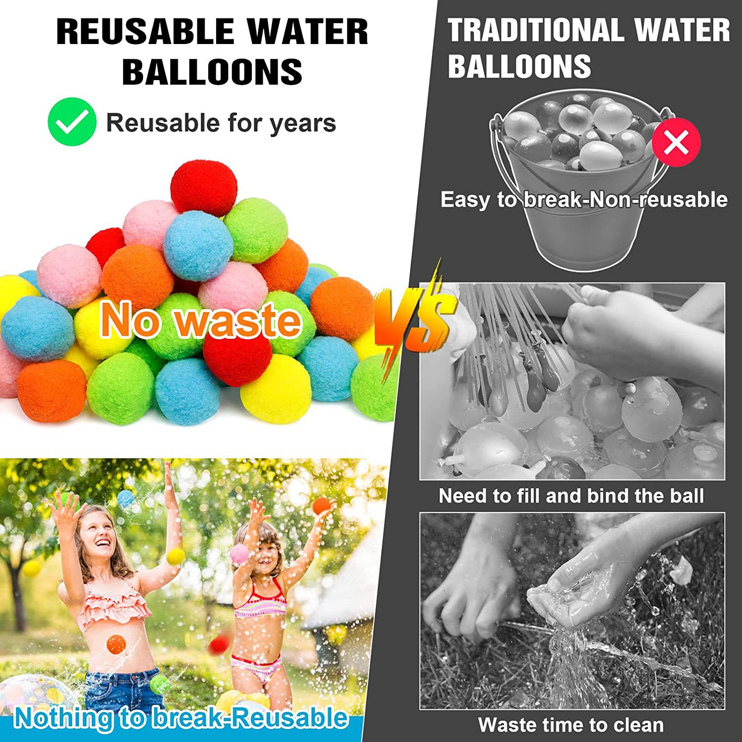 12/30/60Pcs 어린이를위한 재사용 가능한 물 풍 - Kids Outdoor Water Toys 리뷰 및 가격