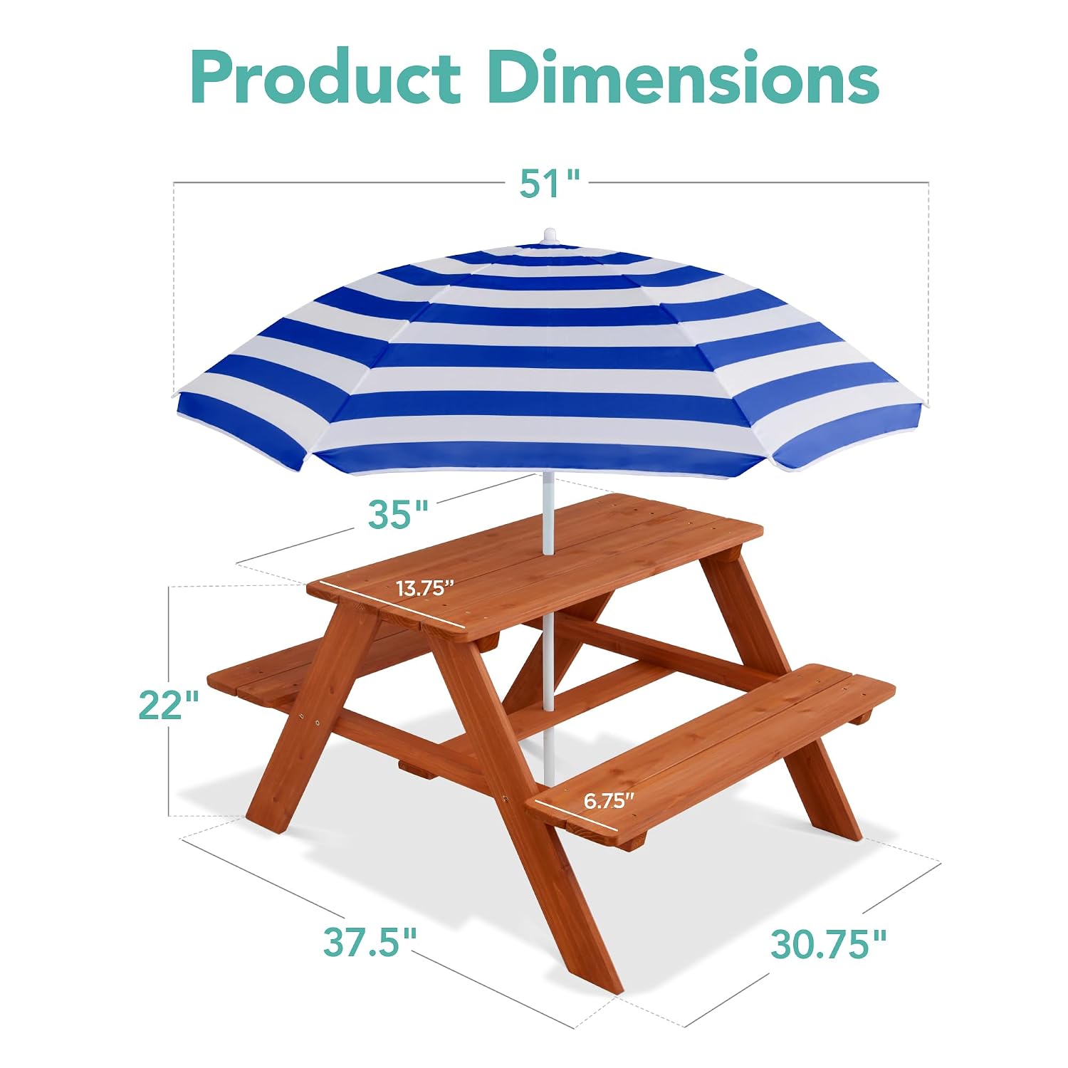 우드 키즈 피크닉 테이블(우산 포함), 야외 활동 테이 - Kids Outdoor Bench Table 리뷰 및 가격