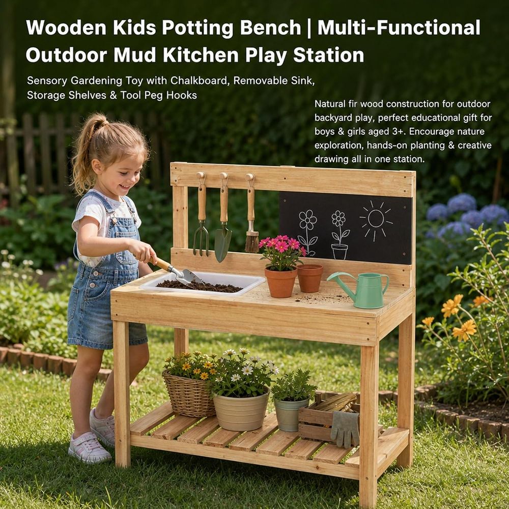 어린이용 나무 화분꽂이대 진흙놀이 주방 |   야외 정 - Kids Outdoor Bench Table 리뷰 및 가격