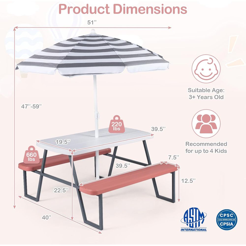 어린이 피크닉 테이블, 유아용 야외 테이블 및 벤치 세 - Kids Outdoor Bench Table 리뷰 및 가격